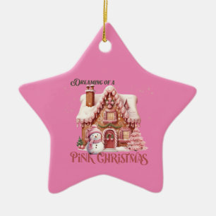Roze Kerstdroom Keramisch Ornament