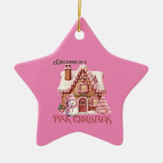 Roze Kerstdroom Keramisch Ornament (Voorkant)