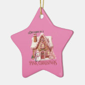 Roze Kerstdroom Keramisch Ornament (Links)