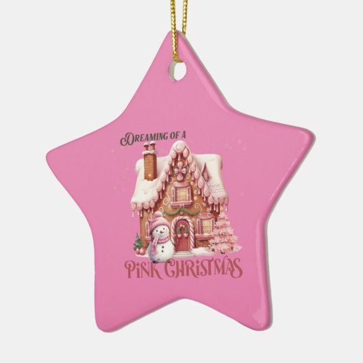 Roze Kerstdroom Keramisch Ornament (Links)
