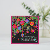 Roze Kerstelijke Siervoorwerpen Kerstlied Inspirat Feestdagenkaart (Staand voorkant)