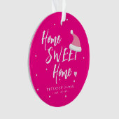 Roze kerstfamilie PHOTO noemt thuis zoete tehuis Ornament (voorkant)