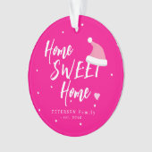 Roze kerstfamilie PHOTO noemt thuis zoete tehuis Ornament (voorkant)