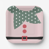 Roze kerstfeest Elf Suit Holiday Papieren Bordje (Voorkant)