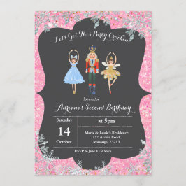 Roze kerstfeest Glitter Birthday Invite Ballet Kaart