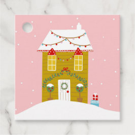 Roze Kerstfeest Kinderen Verjaardagsvakantie Bedankjes Labels