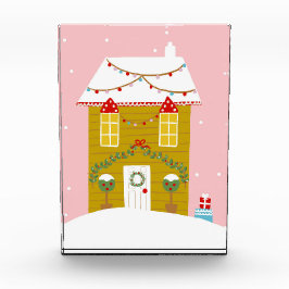 Roze Kerstfeest Kinderen Verjaardagsvakantie Fotoblokken