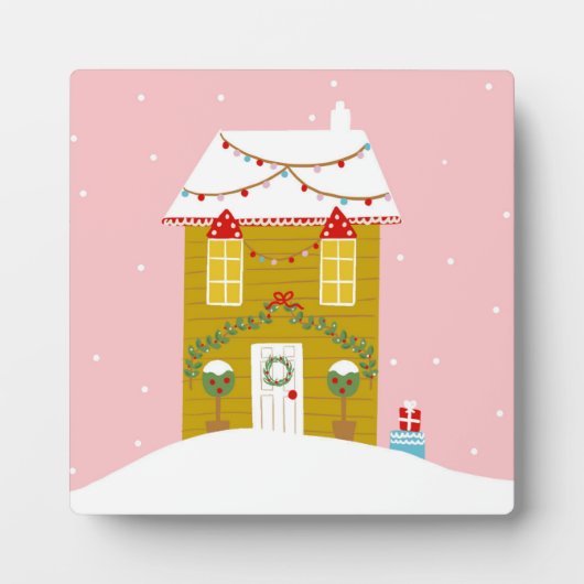 Roze Kerstfeest Kinderen Verjaardagsvakantie Fotoplaat (Voorkant)