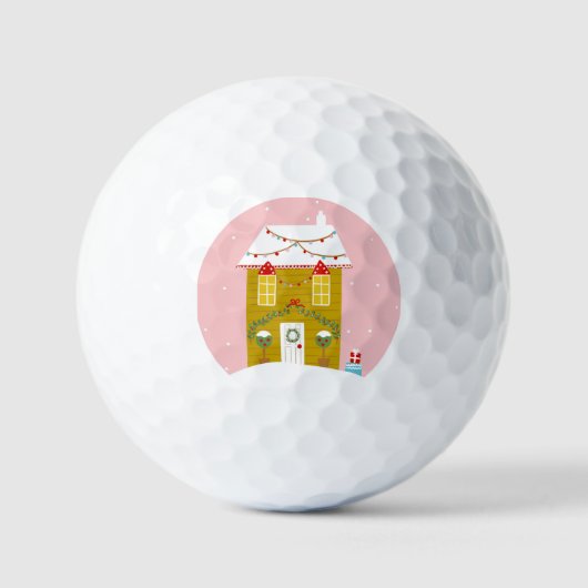 Roze Kerstfeest Kinderen Verjaardagsvakantie Golfballen (Voorkant)