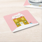 Roze Kerstfeest Kinderen Verjaardagsvakantie Kartonnen Onderzetters (Schuin)