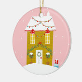 Roze Kerstfeest Kinderen Verjaardagsvakantie Keramisch Ornament (Links)