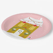 Roze Kerstfeest Kinderen Verjaardagsvakantie Papieren Bordje (Gekanteld)