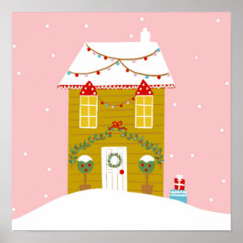 Roze Kerstfeest Kinderen Verjaardagsvakantie Poster