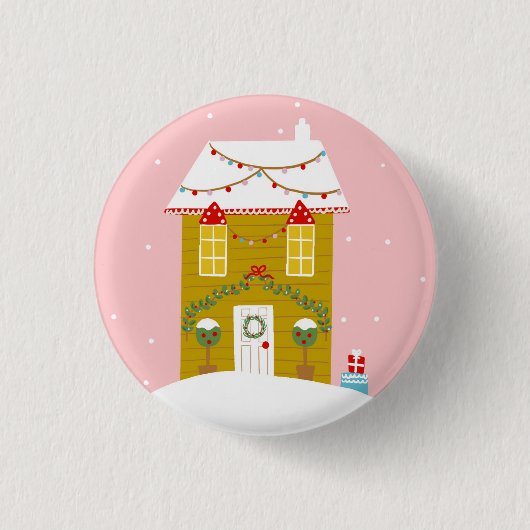 Roze Kerstfeest Kinderen Verjaardagsvakantie Ronde Button 3,2 Cm (Voorkant)