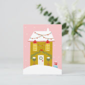 Roze Kerstfeest Kinderen Verjaardagsvakantie RSVP Kaartje (Staand voorkant)