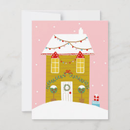 Roze Kerstfeest Kinderen Verjaardagsvakantie RSVP Kaartje