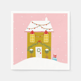 Roze Kerstfeest Kinderen Verjaardagsvakantie Servet