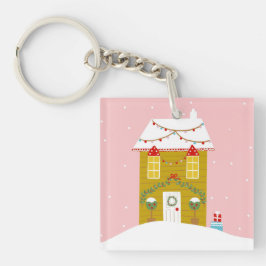 Roze Kerstfeest Kinderen Verjaardagsvakantie Sleutelhanger