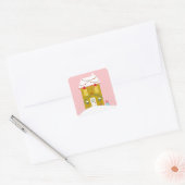 Roze Kerstfeest Kinderen Verjaardagsvakantie Vierkante Sticker (Envelop)