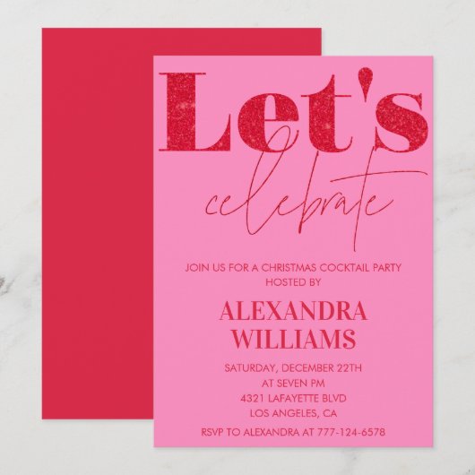 Roze Kerstfeest Laten we het vieren Kaart (Voorkant / Achterkant)