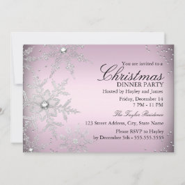 Roze kerstfeest met kristal Snowflake Kaart