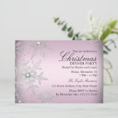Roze kerstfeest met kristal Snowflake Kaart (Staand voorkant)