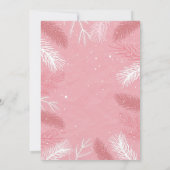 Roze kerstfeest met pijnboombladeren kaart (Achterkant)
