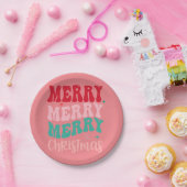 Roze Kerstfeest Papieren Bordje (Feest)