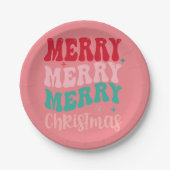 Roze Kerstfeest Papieren Bordje (Voorkant)