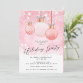 Roze kerstfeest uitnodiging  (Staand voorkant)