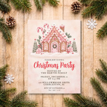 Roze kerstfeest uitnodiging voor een huis van pepe
