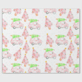 Roze kerstfeestartikel cadeaupapier (Vlak)