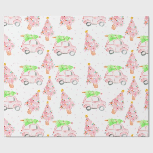 Roze kerstfeestartikel cadeaupapier (Vlak)