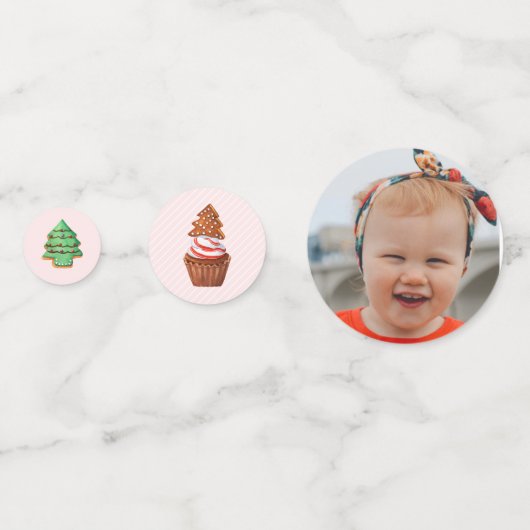 Roze kerstfeestdag confetti (Achterkanten)