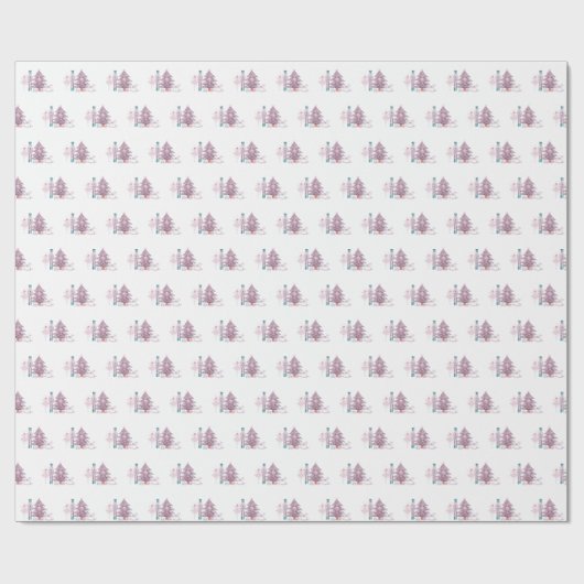 Roze kerstfeestdag met de Nutnesskraker Cadeaupapier (Vlak)