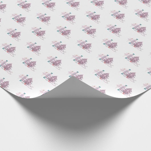 Roze kerstfeestdag met de Nutnesskraker Cadeaupapier (Hoek)