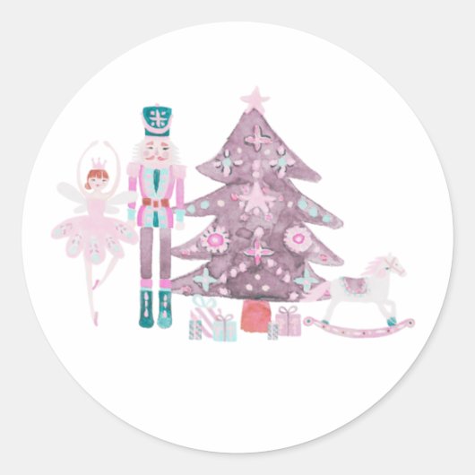Roze kerstfeestdag met de Nutnesskraker Ronde Sticker (Voorkant)