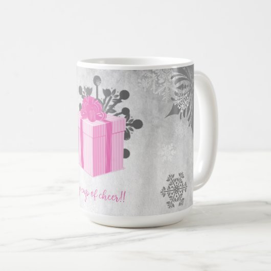 Roze kerstfeestdag Mok (Voorkant rechts)