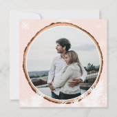 Roze kerstfoto bruiloft met roze sneeuwhout kaart (Achterkant)