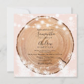 Roze kerstfoto bruiloft met roze sneeuwhout kaart (Voorkant)