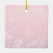 Roze Kerstfoto Sneeuwvlok Eerste Kerstmis Keramisch Ornament (Achterkant)