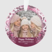 Roze Kerstfoto Whimsical Custom Ornament (voorkant)