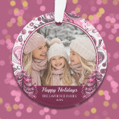 Roze Kerstfoto Whimsical Custom Ornament