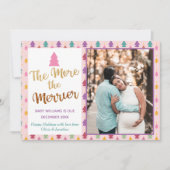 Roze kerstfoto's Regenboogvakantie Zwangerschap Aankondiging (Voorkant)
