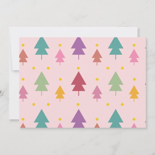 Roze kerstfoto's Regenboogvakantie Zwangerschap Aankondiging (Achterkant)