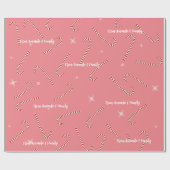 Roze Kerstgelei Lollies aangepaste naam Cadeaupapier (Vlak)