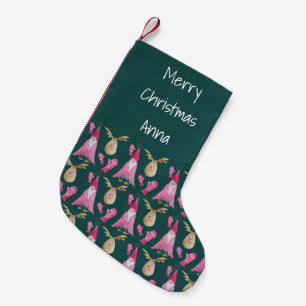 Roze Kerstgnoom en rendieren met handschoenen Kleine Kerstsok