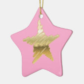 Roze kerstgoudster met kerstmis keramisch ornament (Links)
