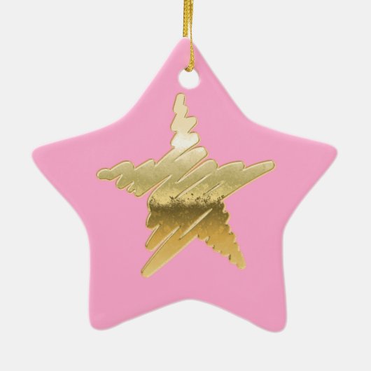 Roze kerstgoudster met kerstmis keramisch ornament (Achterkant)