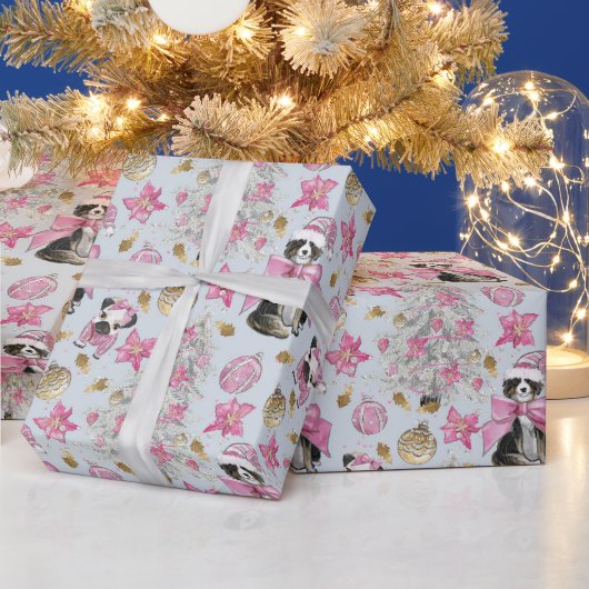 Roze Kersthonden Cadeaupapier (Feestdagen)